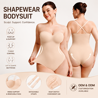 En gros Body sculptant personnalisé pour femmes grandes tailles, effet ventre plat et remonte-fesses, avec coussinets amovibles et entrejambe à boutons-pression