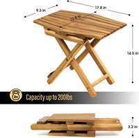 Table d'appoint extérieure pliante Table d'appoint en bois pour patio chambre salon ou petits espaces 18 "x13 naturel 1 Pc