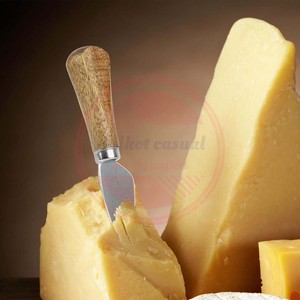 Juego de cuchillos para queso de acero inoxidable de 4 piezas, cuchillo para mantequilla y tenedor, rebanador de queso con mango de madera - Product Image 5