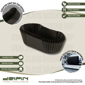 Fabriqué en Italie, personnalisable, double paroi, recyclable, noir, ovale, ondulé, résistant à la graisse, papier jetable, moule à muffins, qualité alimentaire - Product Image 4