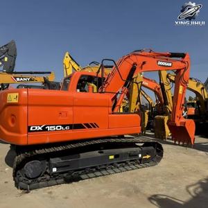 Excavatrice d'occasion Doosan DX150, 15 tonnes, godet de 0,58 m³, marque coréenne d'origine, excavatrice de construction sur chenilles moyennes, faible nombre d'heures, certifiée CE - Product Image 2