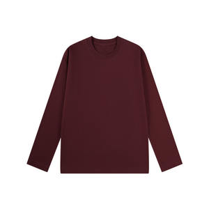 OEM Custom Logo Embroidered 230g Combed Cotton Heavy Neck Solid <b>Long</b> <b>Sleeve</b> Loose Sweatshirt <b>Men's</b> <b>T</b>-<b>Shirt</b> Anti-Shrink High - Product Image 2