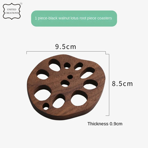 Sous-verres créatifs OEM en bois de noyer pour le thé Tapis de tasse de style classique Conception de coupe de fromage en forme de fleur naturelle Coussinets classiques OEM" - Product Image 5