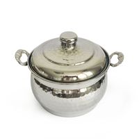 Mini-cocotte classique en cuivre, fait main, martelée, avec couvercle en acier inoxydable, finition argent brillant, écologique, pour soupes et ragoûts