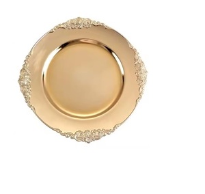 Plat et assiette ronds argentés Accessoires de cuisine Hôtel Restaurants Assiette à dîner Métallique Ronde Design simple Assiette de chargeur 2025 - Product Image 2