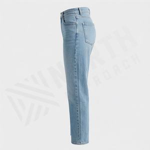 Pantalons en jean pour femmes, coupe ample, en coton, à séchage rapide, qualité supérieure, respirants, couleur personnalisée, vêtements de rue décontractés - Product Image 3