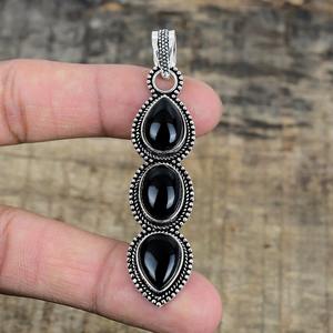 925เครื่องประดับจี้เงินแท้คลาสสิกสำหรับผู้หญิง925เงินสเตอร์ลิงสีดำพลอยนิลสไตล์ Boho ทำด้วยมือของขวัญจี้ - Product Image 2