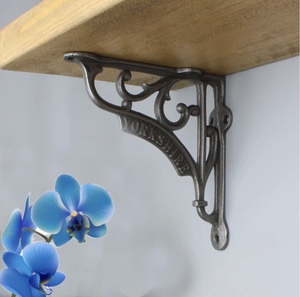 Soporte de estante de jardín de latón Vintage antiguo soporte resistente soporte de pared de estilo antiguo hoja de flor de hierro acabado envejecido Global - Product Image 3