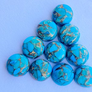 Perles de pierres précieuses turquoise en cuivre de haute qualité Cabochon forme ronde 6MM fabrication de bijoux pierres précieuses naturelles au prix de gros - Product Image 1