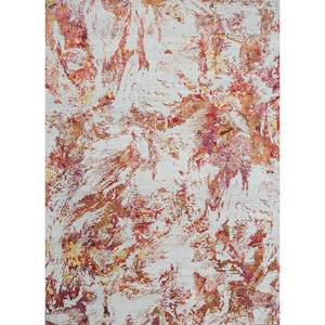 Alfombra Moderna Kavi de Lana y Seda de Bambú Anudada a Mano, Diseño Abstracto Rojo y Naranja Srb(713) para Uso Doméstico - Product Image 1