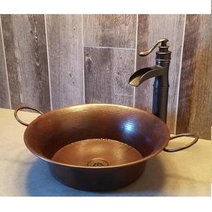 Handmade Hammered Copper Vessel <b>Sink</b> Round Solid Copper <b>Bathroom</b> <b>Sink</b> <b>Bowl</b> OEM Copper Vessel <b>Sink</b> <b>Bathroom</b> <b>Sink</b> Manufacturer. - Product Image 1