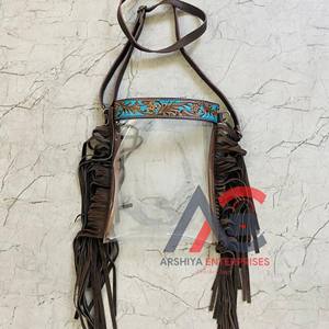Nuevo bolso transparente con flecos de cuero tallado a mano, bolso elegante, multiusos, Color turquesa para mujer, multiusos - Product Image 1