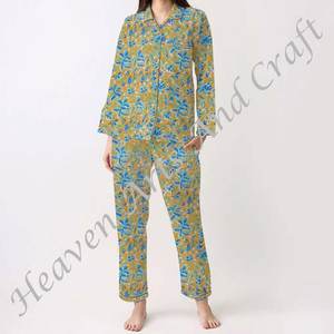 Conjunto de Pijamas de Algodón 100% para Mujer, Ropa de Dormir Suave para el Hogar, Conjunto de Pijamas de Primavera/Verano con Estampado Floral/PERSONAJE/Letra/Patrón/Vacaciones/Árbol PJ064 - Product Image 5