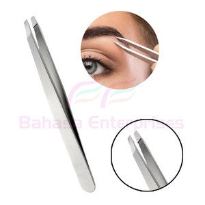 Bahasa Pro Lot de 4 ciseaux à épiler en acier inoxydable argenté avec pointes obliques pointues, y compris brosse à sourcils dans une pochette en cuir - Product Image 5