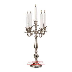 Candélabre argenté personnalisable à 5 bougies dessus de table de mariage petit candélabre décoratif en métal nickelé fait main décoration - Product Image 3