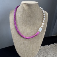 Collier coloré personnalisé fait main en pierres précieuses, perles baroques d'eau douce, bijoux en pierres naturelles, grosses perles rondes pour boutiques