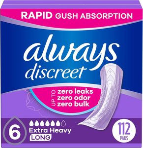 Para almohadillas posparto de longitud larga de absorción Extra pesada siempre discretas para mujeres 112 unidades (4 paquetes 28) incontinencia para adultos - Product Image 6