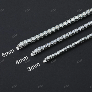 Bracelet chaîne en argent sterling 925 plaqué or 3 mm 7 pouces avec moissanite, bijoux tennis classique certifié GRA, unisexe, vente en gros - Product Image 4