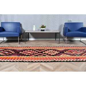 Vintage 2.8x10.3 ft Rug, <b>Runner</b> Turkish Rug, <b>Red</b> Moroccan Wool Rug - Product Image 4