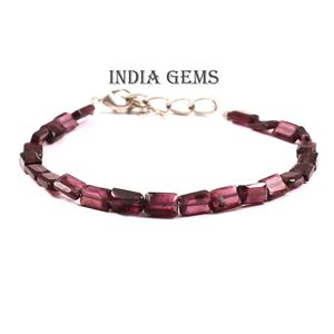 925 argent réglable perlé pour Bracelet rhodolite grenat perles de pierres précieuses à facettes forme Rectangle Style classique cadeau parfait - Product Image 2