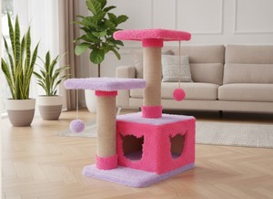 High-quality Premium Amistar Nastenka 3-<b>Level</b> 75cm Eco-Friendly Cat Tree for Cats and Kittens of All Ages and Sizes - Product Image 5