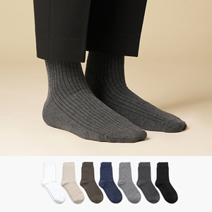 Calcetines de Algodón para Hombre, Estilo Casual, Medios, Gruesos, Transpirables, de Color Sólido, Diseño Acanalado Coreano, para Negocios, Uso Diario, ODM - Product Image 1