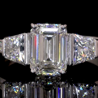 Cincin Pertunangan Berlian Emerald Cut Bersertifikat IGI 2CT, Emas Padat 14K, Batu Samping Trapezoid Custom, Cincin Lamaran Mewah