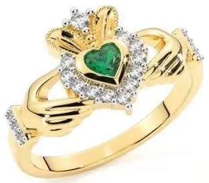 Anillo de compromiso Claddagh chapado en platino con topacio talla corazón para mujer, moderno, piedra de nacimiento de abril, para celebrar bodas y fiestas - Product Image 5