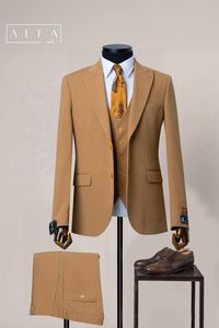 Costume d'affaires pour homme coupe ajustée 80% laine 20% polyester pour le bureau et les événements - Product Image 4