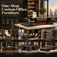 Bureau de direction de luxe moderne pour PDG et managers, grand plateau de travail avec armoire latérale