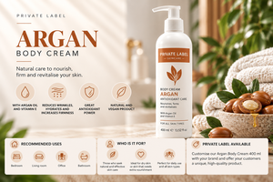 Crema Corpo all'Olio di Argan 400ml con Etichetta Privata OEM |   Con Olio di Argan e Vitamina E |   Cura del Corpo Naturale e Vegana |   Prodotto in Spagna UE - Product Image 3