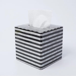 Soporte de caja de pañuelos con incrustaciones de hueso de lujo con arte Floral para mesa de comedor, Mostrador de tocador y sala de estar - Product Image 1