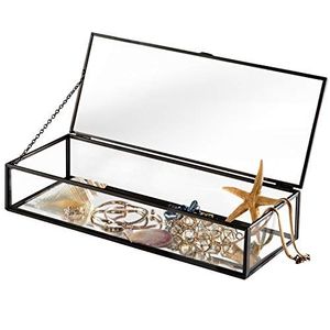 Caja de Joyería de Metal y Vidrio de Lujo, Organizador Decorativo Premium para Accesorios de Joyería y Decoración de Interiores - Product Image 1