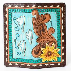 Fait à la main Vintage Boho Western femmes sac à bandoulière unique fermeture éclair en cuir de vachette pochette Rivet décor toile robe/carte/espèces - Product Image 4