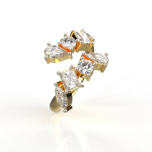 Avarta Jewellery Gold Wavy Fancy <b>Moissanite</b> <b>Ring</b> - Product Image 1