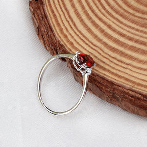 Comprar alta calidad rojo granate natural y piedras preciosas de circón cúbico 925 plata esterlina sólida hecha a mano anillo de joyería para mujer para venta al por mayor - Product Image 2
