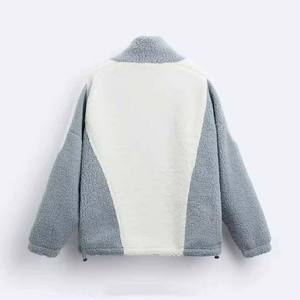 Veste d'hiver en sherpa respirante et coupe-vent de haute qualité, nouvelle conception, logo personnalisé, blocs de couleur, travail de patchwork, col montant, ample - Product Image 3