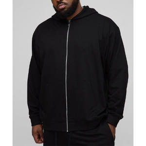 2025 hommes fermeture éclair coton mélangé sweats à capuche manches longues sweats à capuche décontractés avec poche zippée en gros - Product Image 1