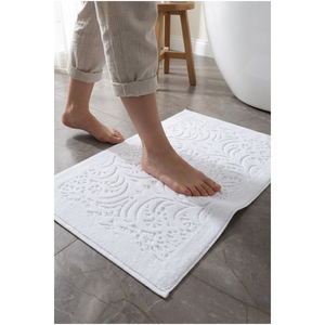 Ensemble de 2 tapis de bain de luxe Varol Jacaranda, en coton absorbant, antidérapant, motif médaillon, lavable en machine, pour usage domestique - Product Image 5