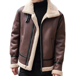 Vestes en peau de mouton personnalisées pour hommes, broderie 3D, veste en cuir véritable, col en fourrure élégant, vente en gros, vestes d'hiver tendance pour hommes - Product Image 1