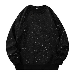 Sudadera básica de calle personalizada con diamantes de imitación patrón sólido ropa de calle para sudadera de mezcla de algodón de invierno - Product Image 1