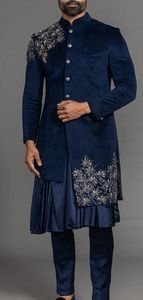 INDIAN LATEST DESIGN for BLUE INDO WESTERN SHERWANI and <b>PANT</b> GROOM WITH EMBELLISHED DABKA,STONE WORK for WEDDING/PARTY-WEAR=2024 - Product Image 2