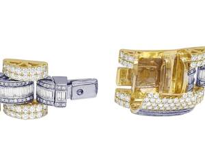 Stylish Round & Baguette Cut Lab Grown Diamond Bracelet with Detailed Prong Setting and Shiny Finish Jewelry In 10K Yellow <b>Gold</b> - Product Image 4