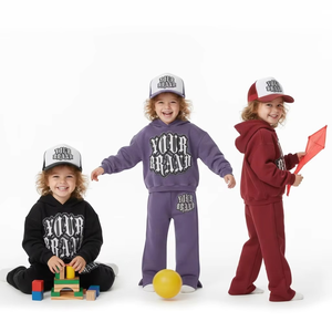 Ensemble de survêtement à capuche pour bébés garçons, 100% coton, décontracté, tendance, deux pièces, vêtements de sport, respirant, léger, tenue chaude d'hiver pour enfants - Product Image 2
