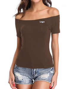 Womens Off Shoulder <b>Tops</b> <b>One</b> Shoulder Shirts Short Sleeves Sexy Slim Fit Tees Whole Sale Stock Lot Available From Bangladesh - Product Image 4