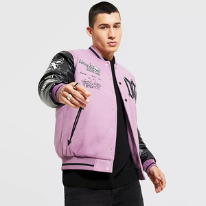 Customised Leather Varsity <b>Jacket</b> <b>Men</b> <b>Thin</b> Wool Long Design Baseball Varsity <b>Jacket</b> Wholesale Fashion Outerwear - Product Image 1