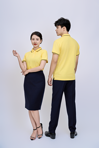 ผ้า FMF เวียดนาม TC ผสมผ้าฝ้าย 60% โพลีเอสเตอร์ 40% ทอแบบนิตเนื้อนุ่ม ทนทาน ไม่ยับง่าย ดูแลง่าย สำหรับทำเสื้อ สีเหลือง ขอบสีดำ - Product Image 3