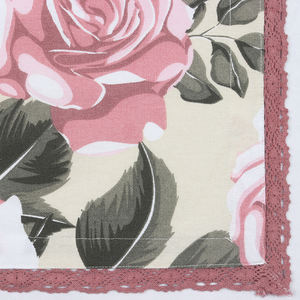 <b>Indian</b> Whole Sale Suppliers of Home Textile Products of Table Cloths Floral Print Design With Lace Border 150 <b>X</b> 220 cm 210gsm - Product Image 4