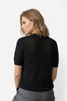 Cárdigan de Algodón Orgánico con Cuello en V para Mujer - Cárdigan de Punto Calado de Manga Corta - Blusa Sostenible con Botones