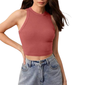 Camiseta sin Mangas de Algodón Tejido Blanco para Mujer, Logotipo Personalizado OEM con Plumas, Ecológica y Transpirable para Venta al por Mayor - Product Image 4